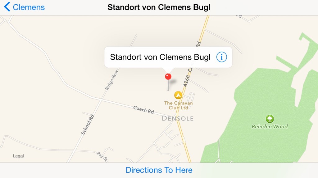 Clemens' Standort auf dem Weg nach Bromley